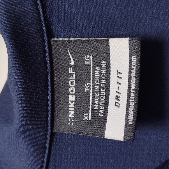 EUC Men's Nike Golf Dri-Fit Short Sleeve Polo Shirt, Size XL, Navy Blue Color - Picture 3 of 4